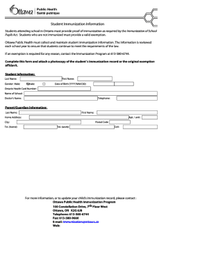 Fillable Online Student Immunization Information Fax Email Print ...