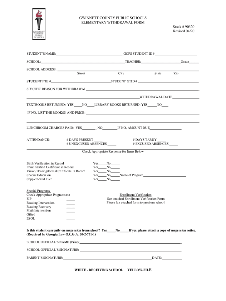 gwinnett county school withdrawal form Preview on Page 1