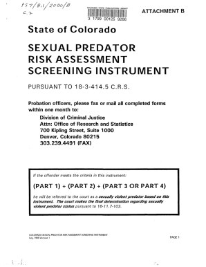 Fillable Online SEXUAL PREDATOR RISK ASSESSMENT SCREENING Fax Email