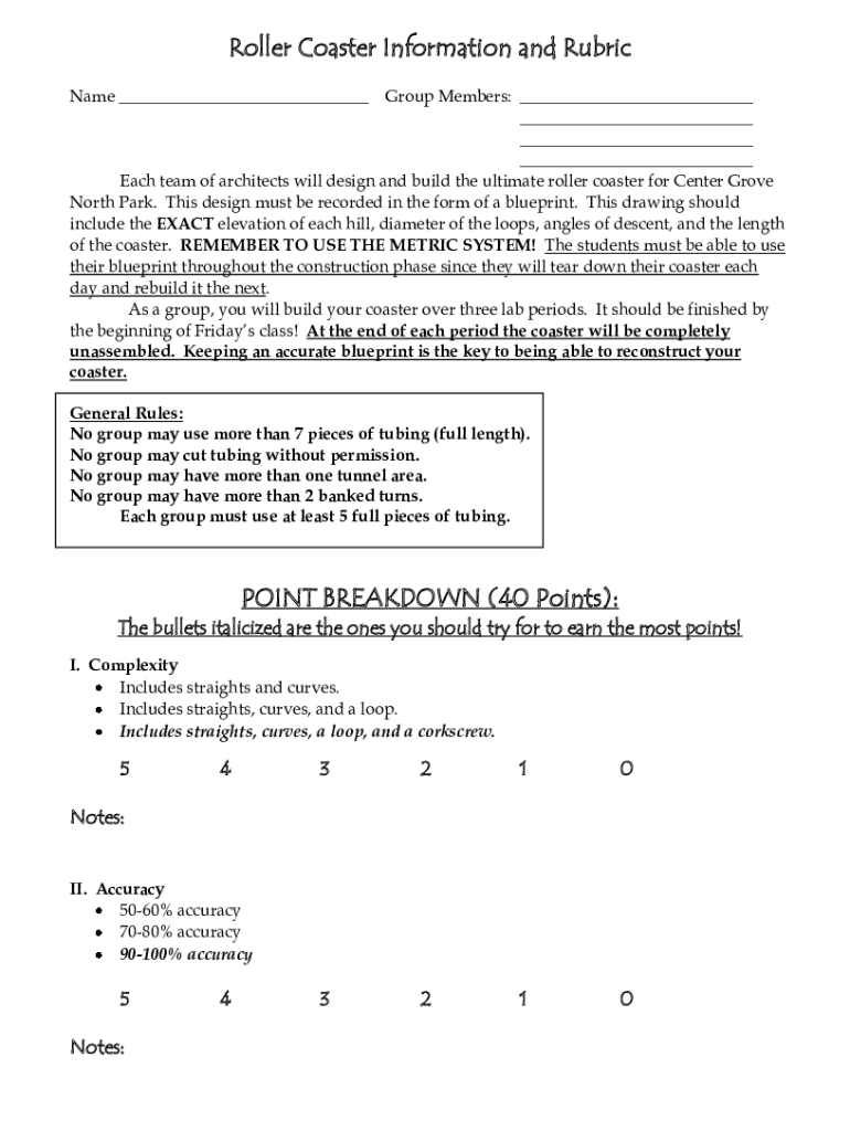 Fillable Online SOLUTION Roller Coaster Design Worksheet Fax Email