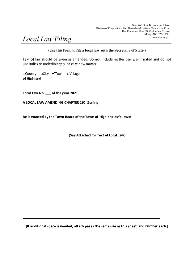 Fillable Online R1 Zoning Districts Town of Highland Sullivan County