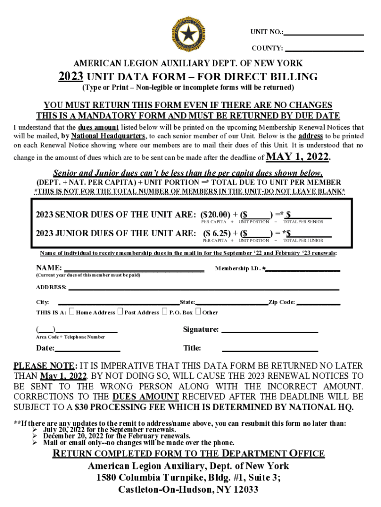 Fillable Online american legion auxiliary - department of new york, inc ...