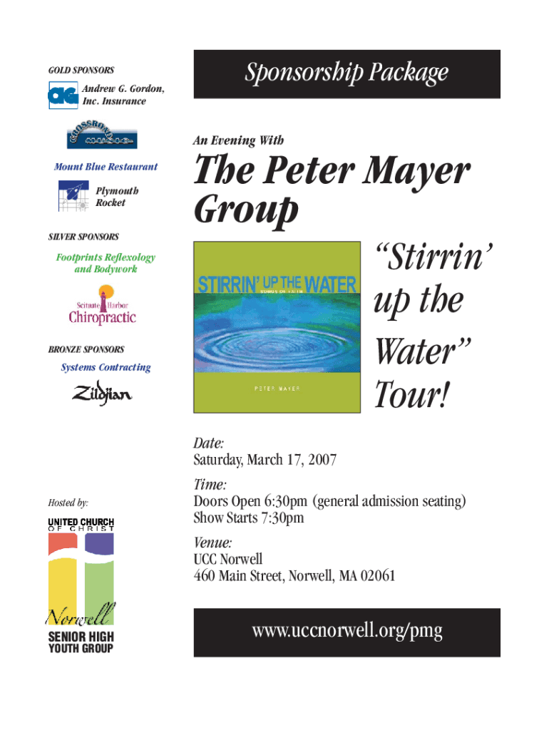 Fillable Online Peter Mayer Group Tickets Music Box Concert Hall Fax