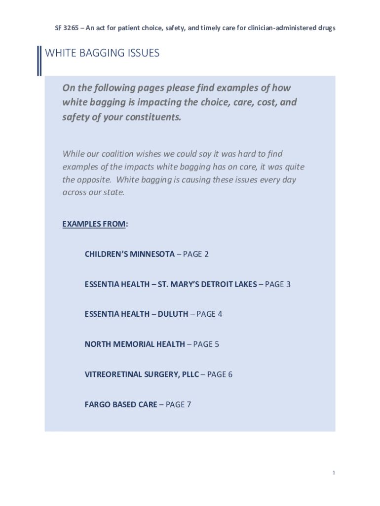 Fillable Online White Bagging, Brown Bagging, and Site of Service