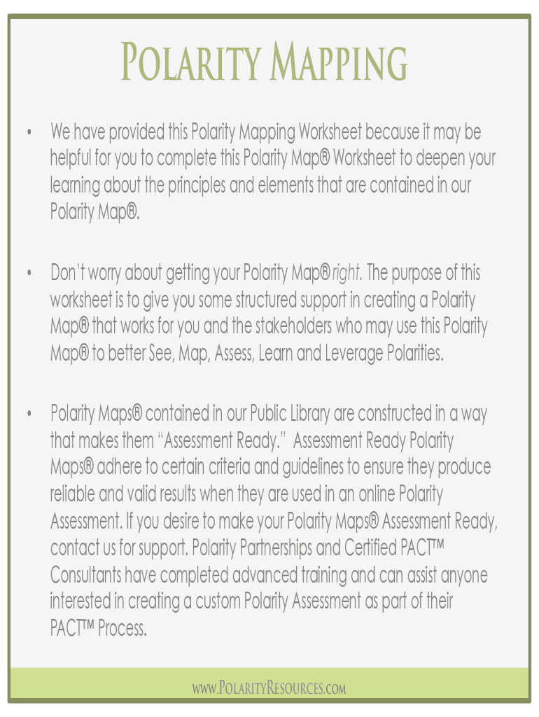 Fillable Online POLARITY MAP by Barry Johnson Polarity Management Fillable Online POLARITY MAP by Barry Johnson Polarity Management