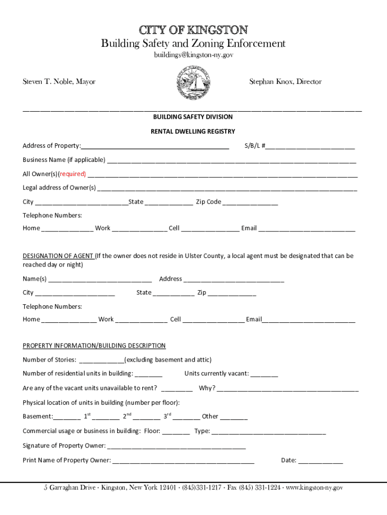 Fillable Online to the City of Kingston, NY Building Safety