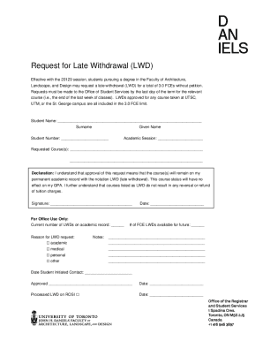 Request for Late Withdrawal (LWD)