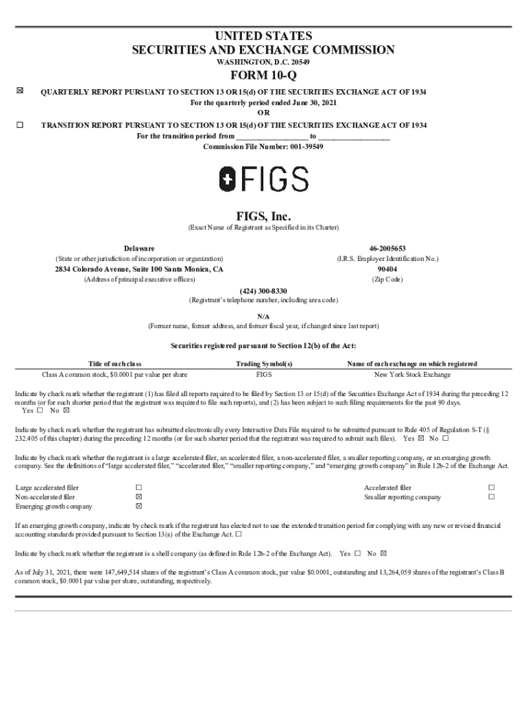 Fillable Online FIGS, Inc Fax Email Print pdfFiller