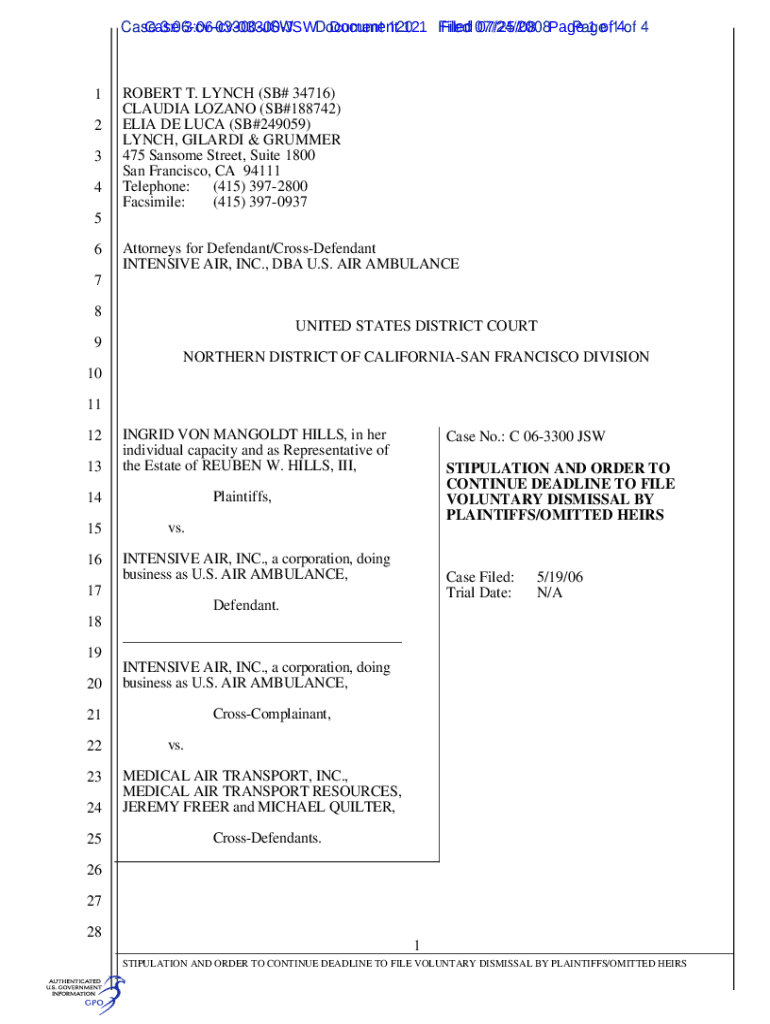 Lopez V. Apple Inc. Case No. 4:19-cv-04577-jsw Fillable Online Case 3:06-cv-03300-JSW Document 121 Filed 07/25
