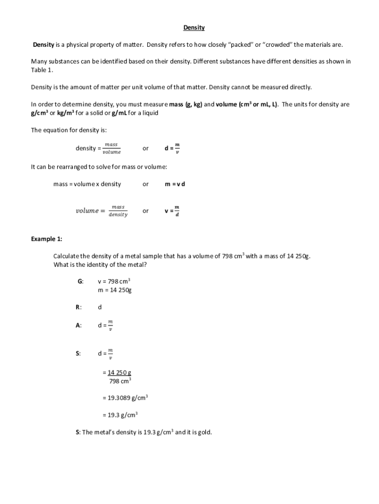 Fillable Online What Is Density Easy Density Experiments And Tricks For Fax Email Print Fillable Online What Is Density Easy Density Experiments And Tricks For Fax Email Print