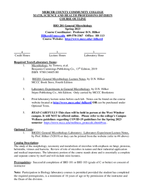Lecture/Lab Times - Microbiology