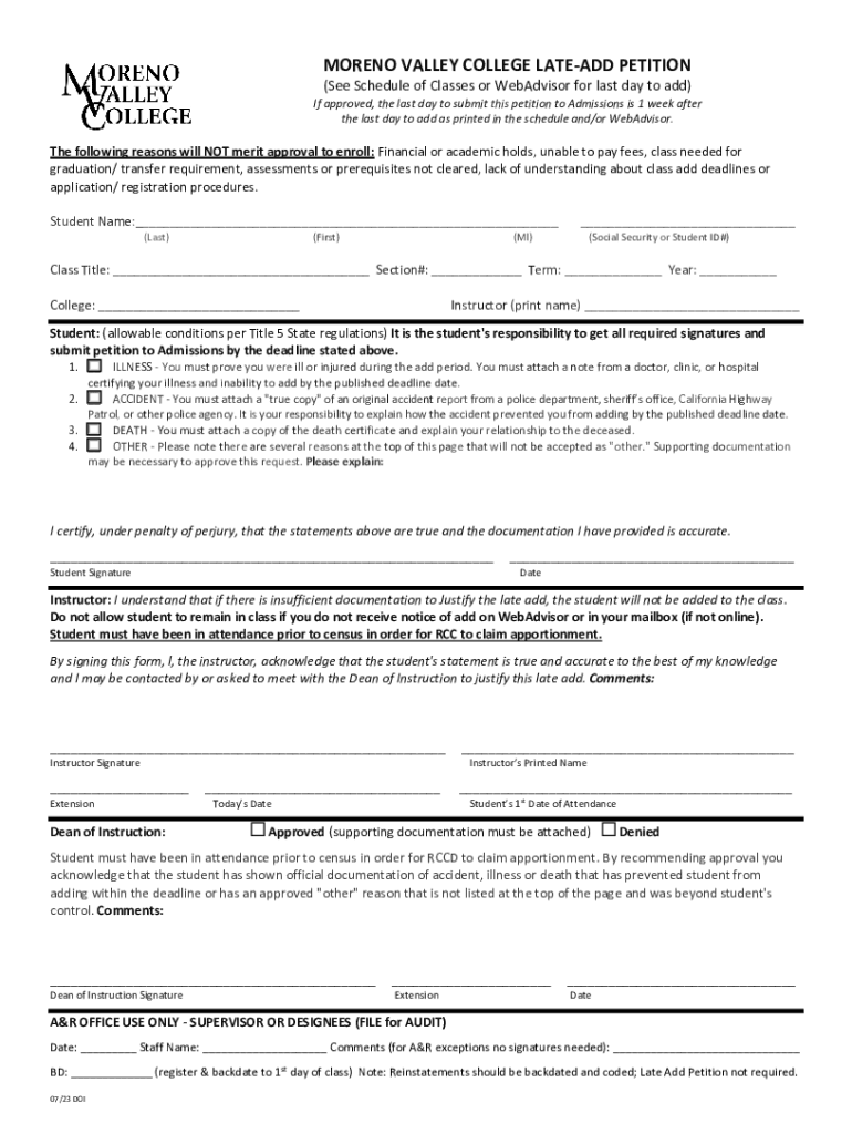 Late Add Petition