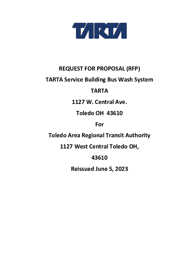 Fillable Online Request for Proposal (RFP) TARTA Cleaning Services Fax