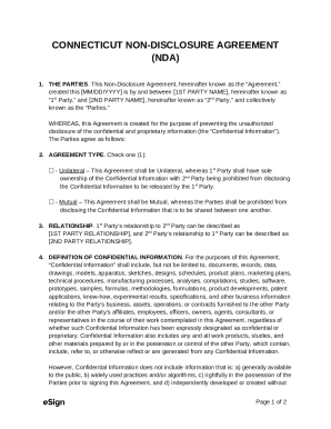 Connecticut Non-Disclosure Agreement