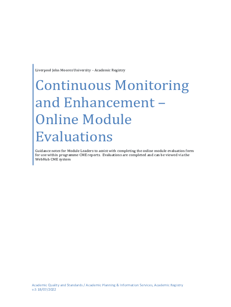 Fillable Online Continuous Monitoring and Enhancement Online Module