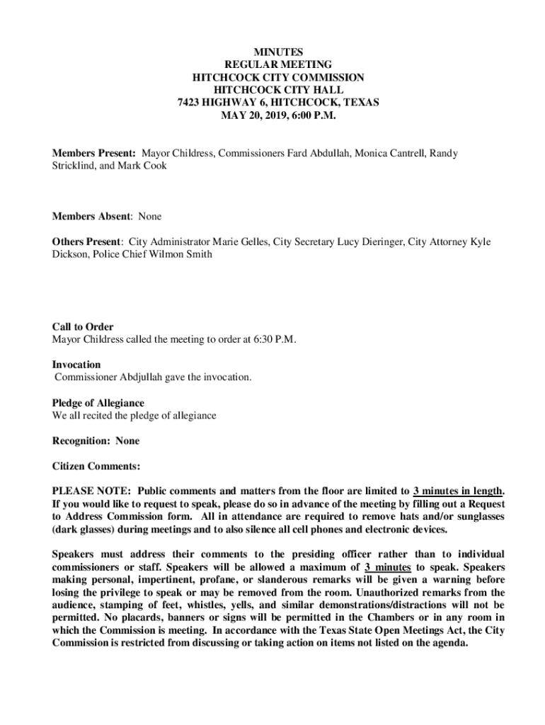 Fillable Online HITCHCOCK CITY HALL Fax Email Print pdfFiller