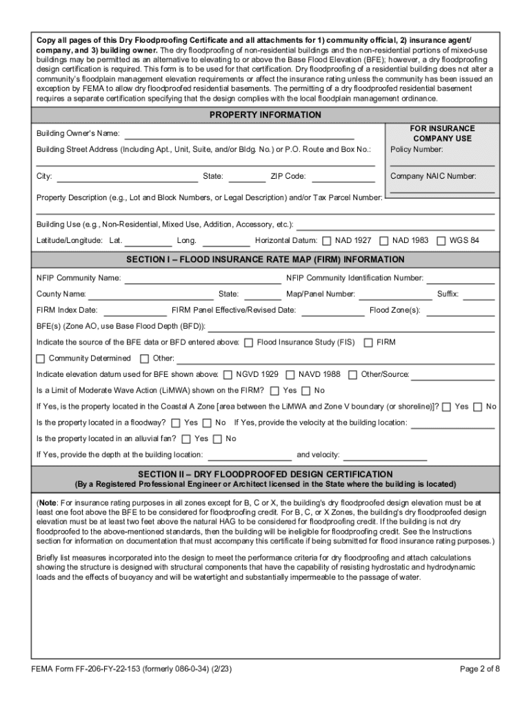 Dry Floodproofing Certificate for Non-Residential Structures Preview on Page 1