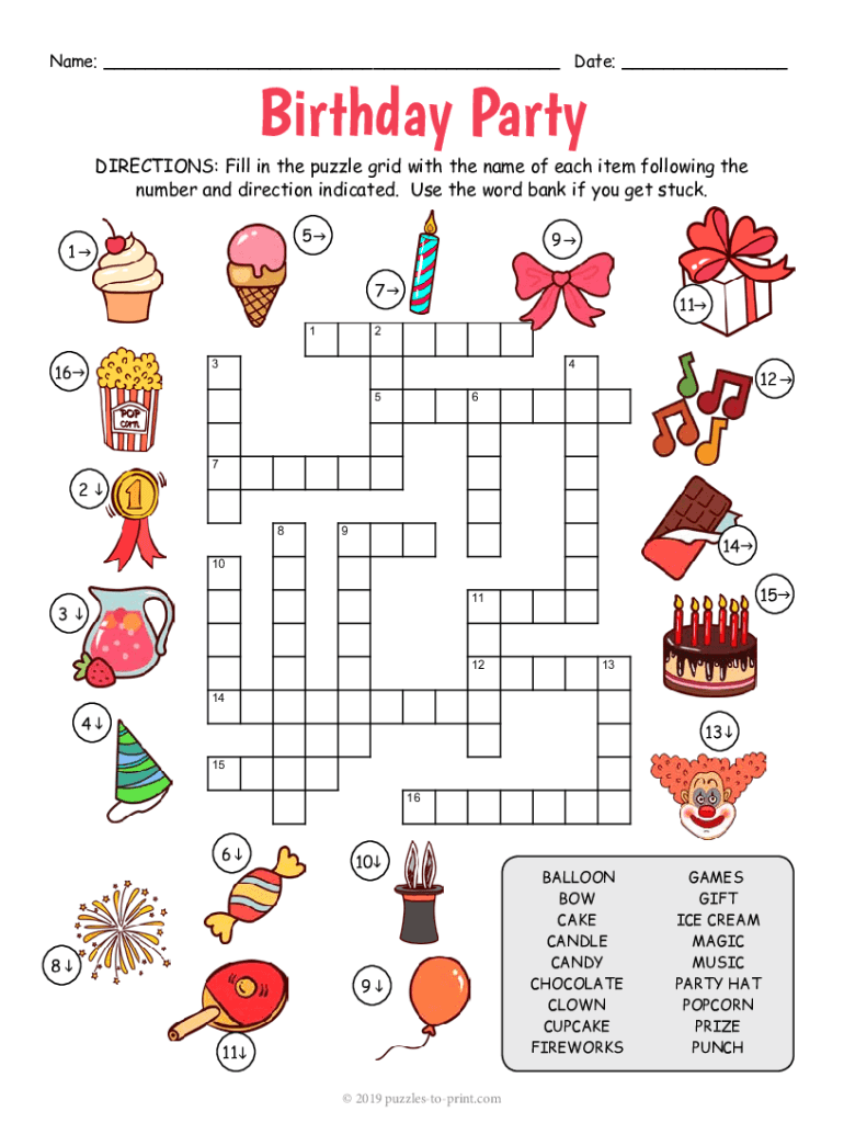 Fillable Online Fill the crossword puzzle grid with the name of each