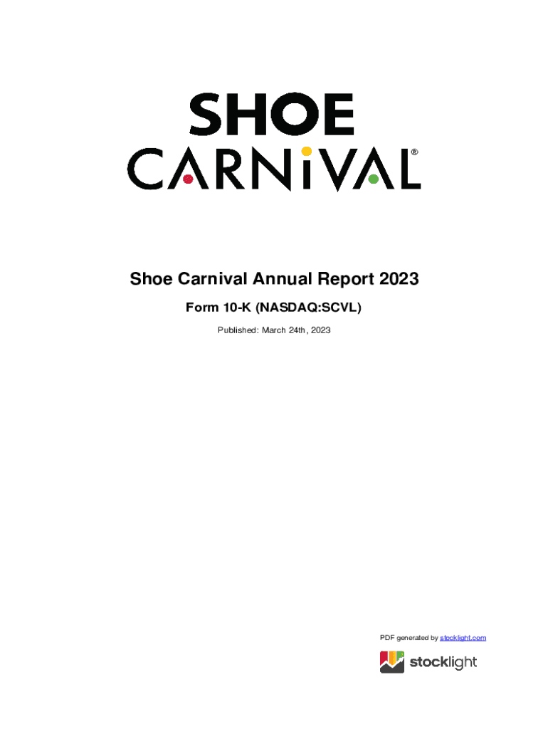 Fillable Online Shoe Carnival Inc (SCVL) SEC Filing 10K Annual Report