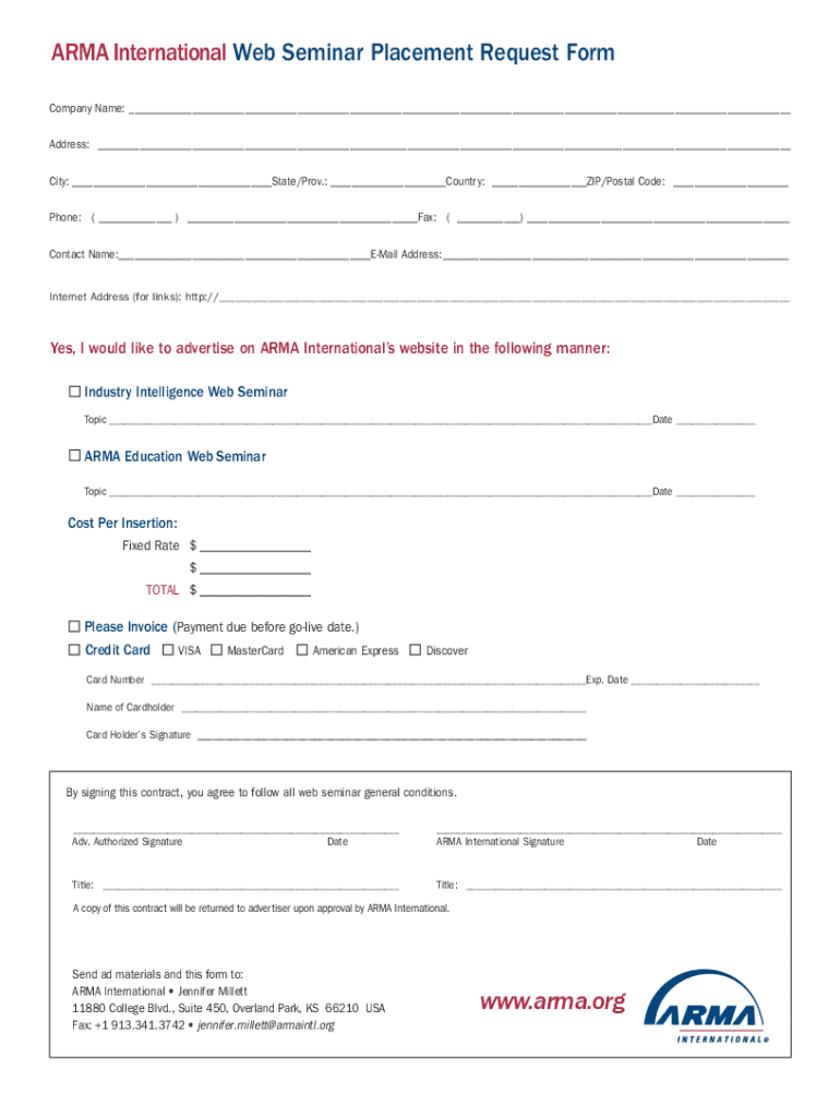 Fillable Online ARMA Certificate Programs Fax Email Print pdfFiller