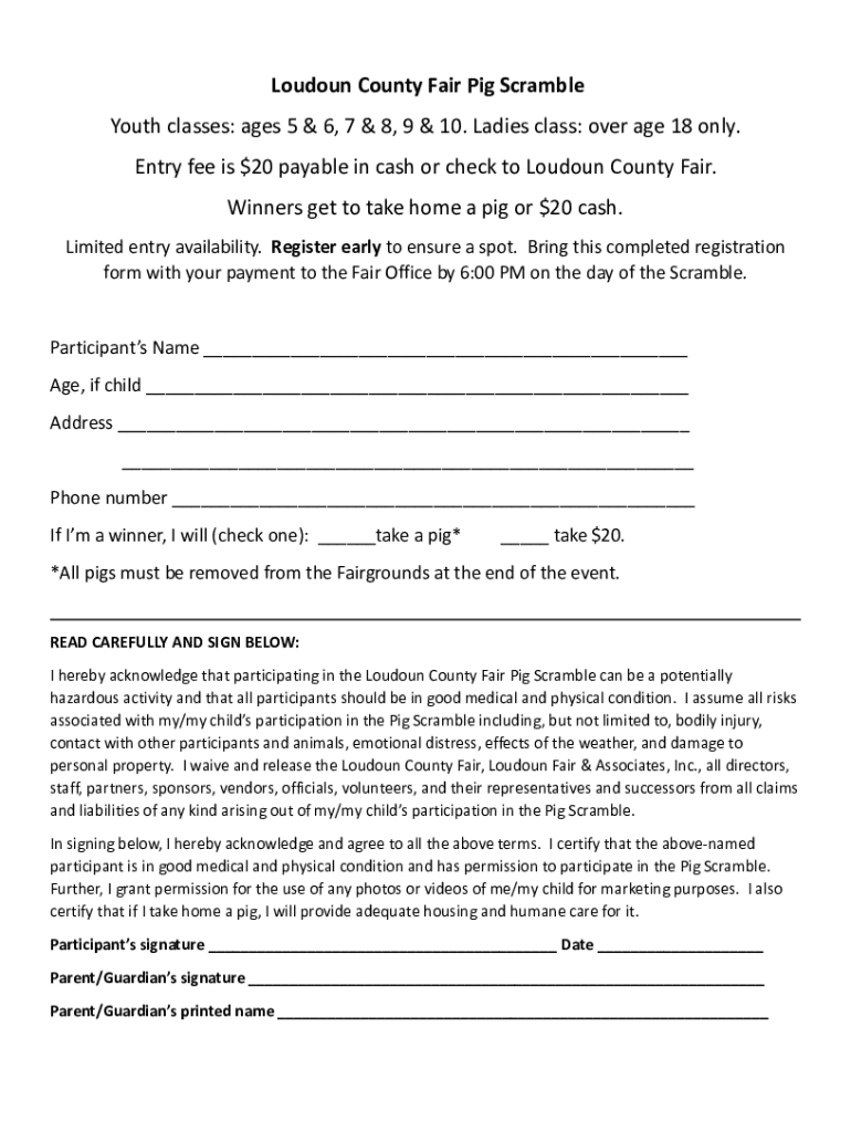 Fillable Online Pig Scramble Registration Form.docx Fax Email Print
