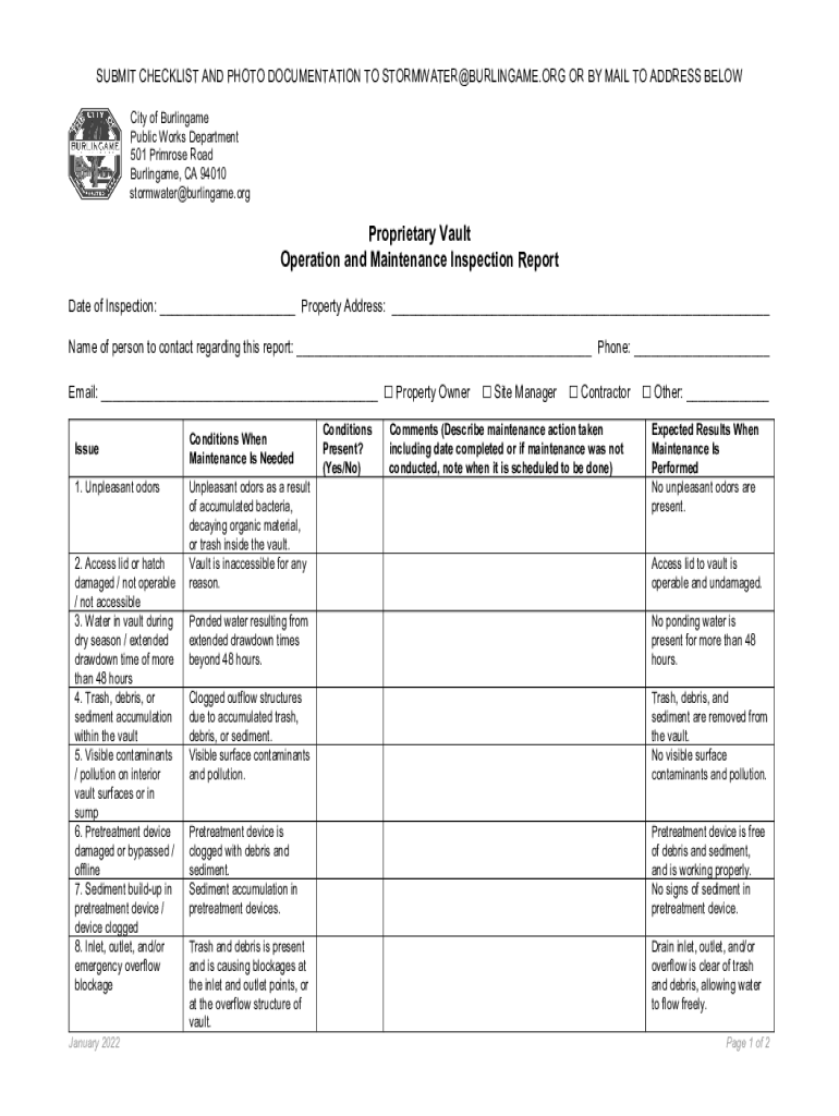 Fillable Online Proprietary Vault Operation and Maintenance ...