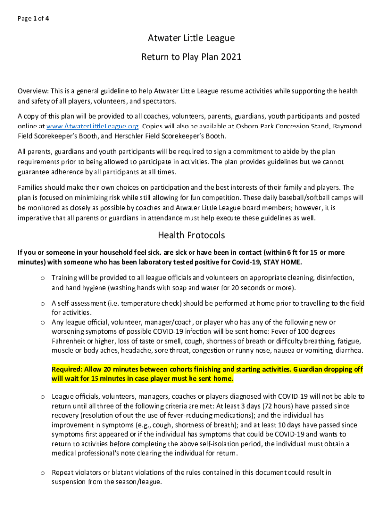 Fillable Online Little League Significant Rule and Regulation Updates ...