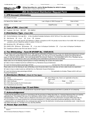 IRA On Demand Distribution Request form