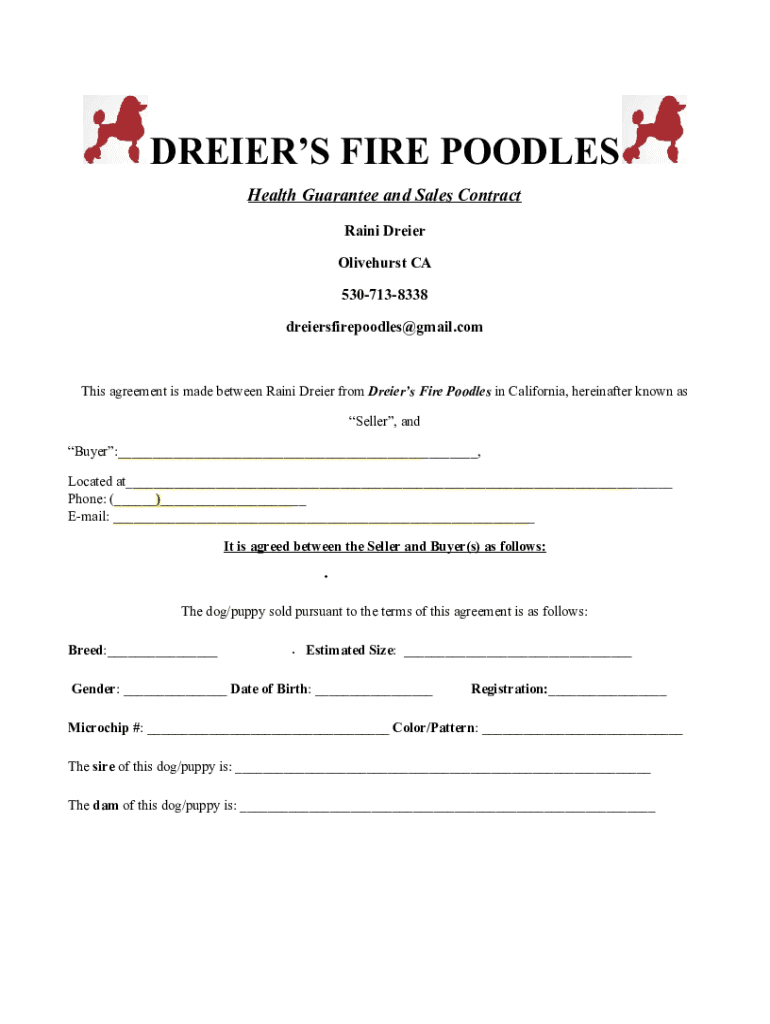 Fillable Online Health Guarantee and Sales Contract Fax Email Print