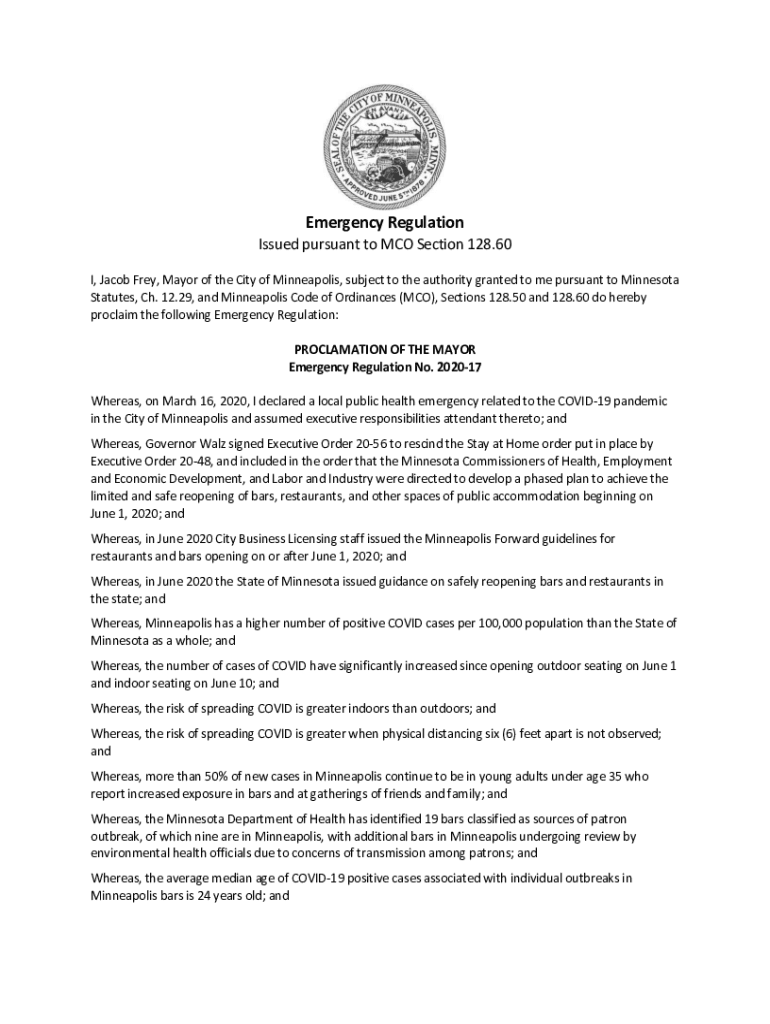 Fillable Online Emergency Regulation Issued pursuant to MCO Section