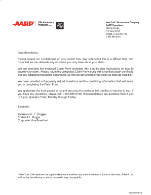 Aarp New York Life Claim Form - Fill Online, Printable, Fillable ...