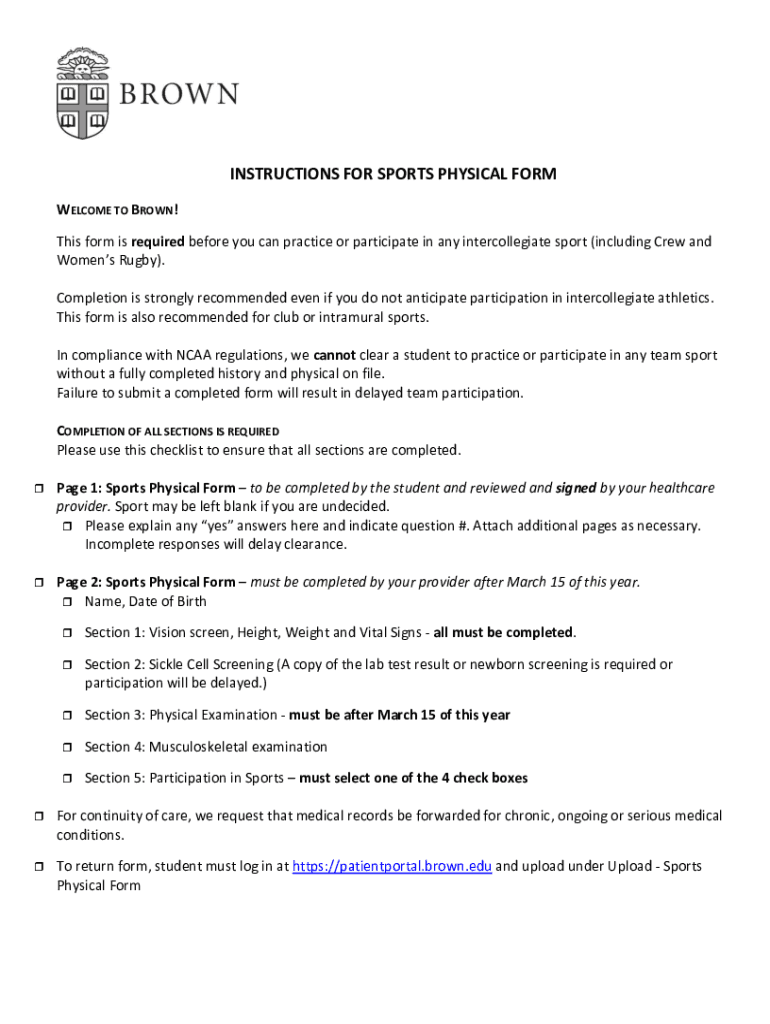 Fillable Online Athlete Physicals and Required Forms Fax Email Print