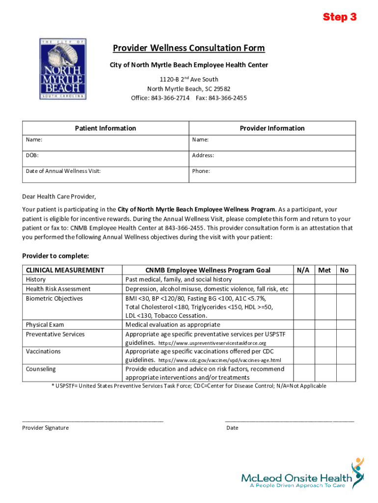 Fillable Online Provider Wellness Consultation Form Fax Email Print ...