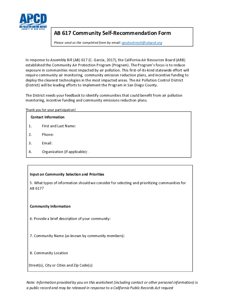 Fillable Online AB 617 Implementation California Air Resources Board Fax Email Print pdfFiller