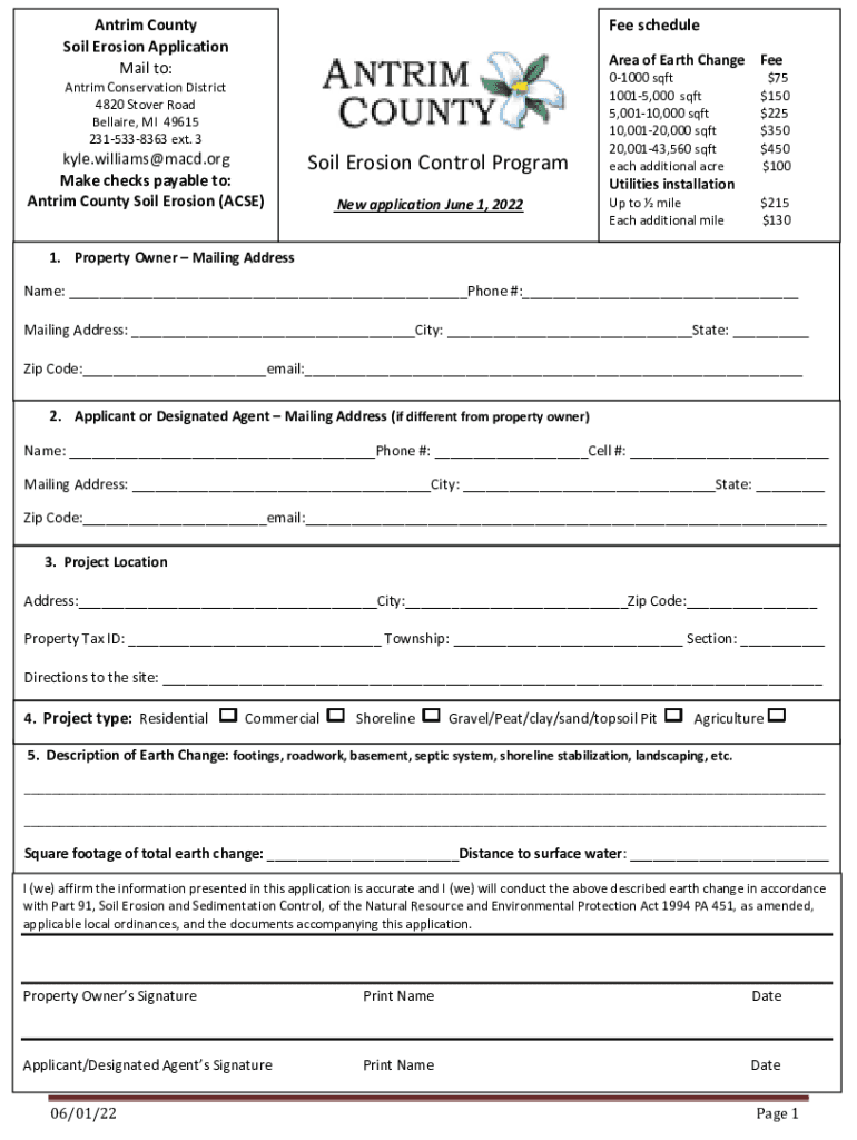 Fillable Online Antrim County Soil Erosion Fill Online, Printable