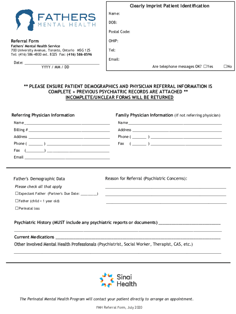 Fillable Online General Psychiatry Assessment Clinic Referral Form Fax