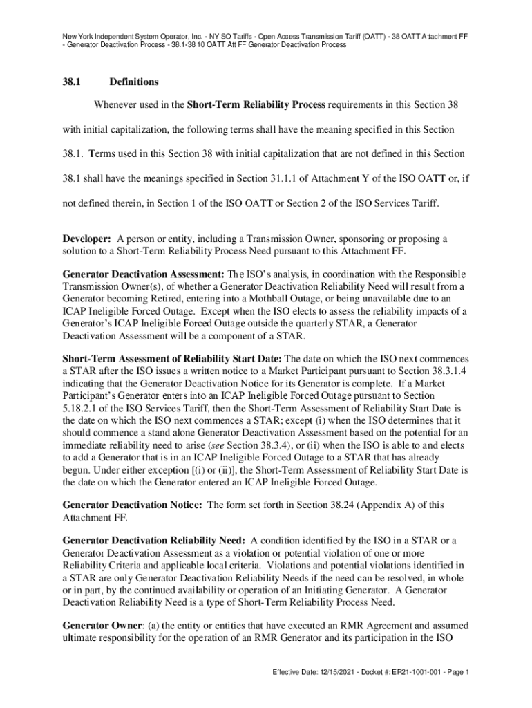 Fillable Online 38.1 Definitions Whenever used in the Generator Fax