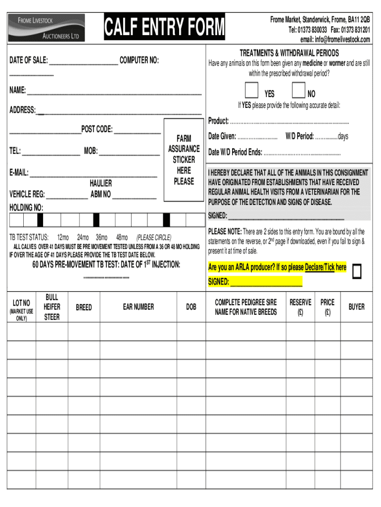 Fillable Online Printable Cattle Record Keeping Forms Fill Online, Printable Fax Email