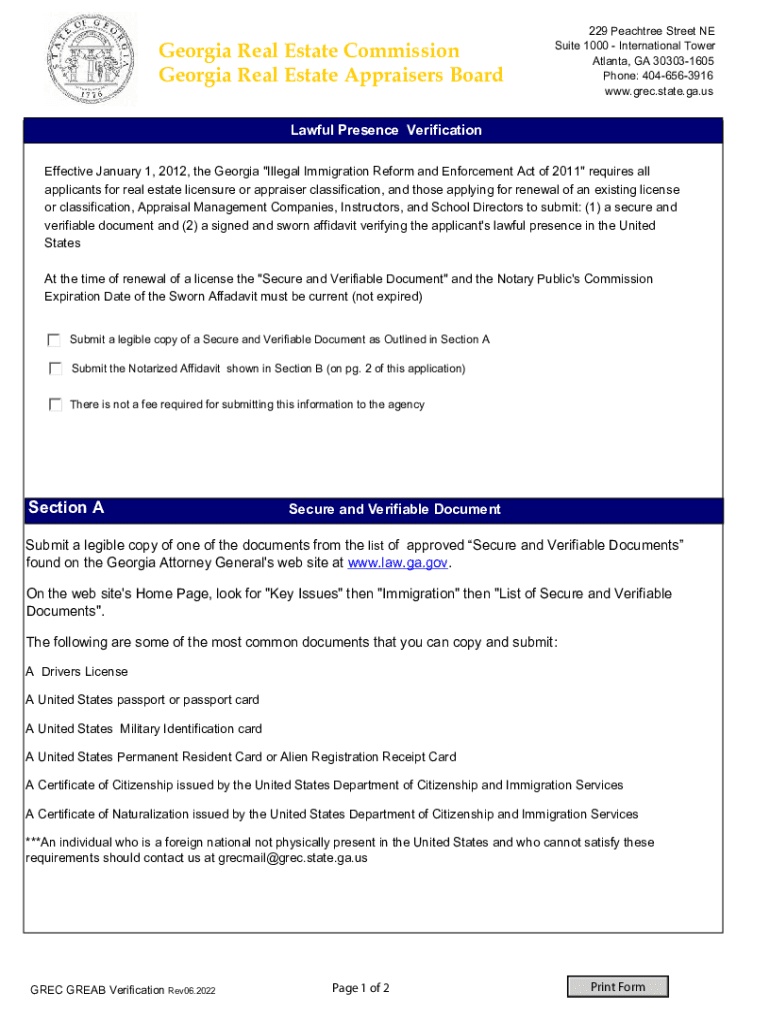 Fillable Online grec state ga Real Estate Commission Lawful