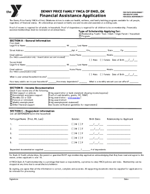 Fillable Online Scholarship Application - Denny Price Family YMCA Fax ...