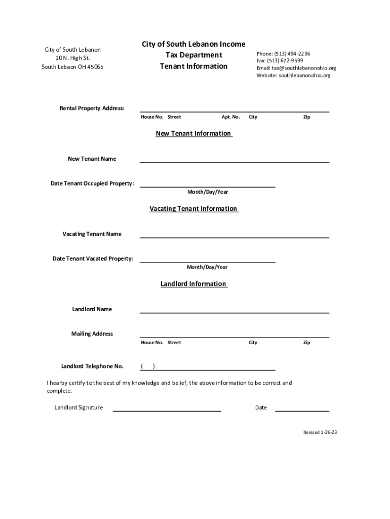 Fillable Online City of South Lebanon Fax Email Print pdfFiller