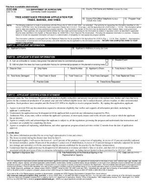 USDA Tree Assistance Program Application