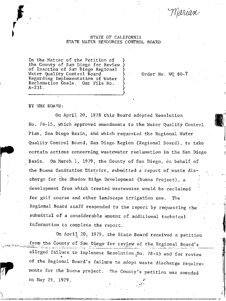 Fillable Online Video Regional Water Quality Control Board San Diego Fax Email Print