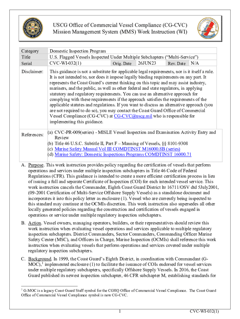 Fillable Online Publication of New Work Instruction U.S. Flagged