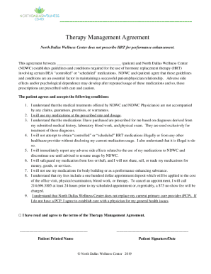Fillable Online Therapy Management Agreement Fax Email Print - pdfFiller