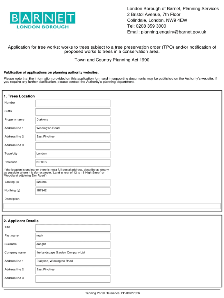 Fillable Online treepreservationorderconsentapplicationform