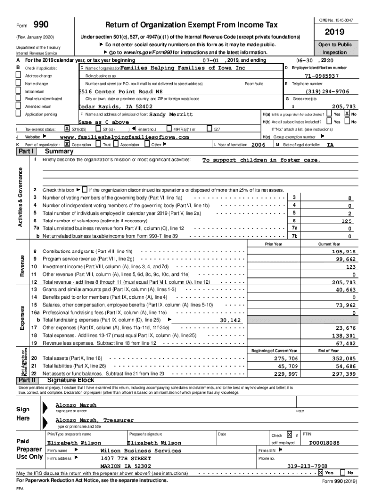 Fillable Online 2019 Tax Return Documents (Families Helping Famil) Fax