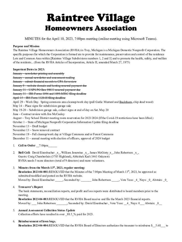 Fillable Online March News from Your Raintree Village HOA Fax Email