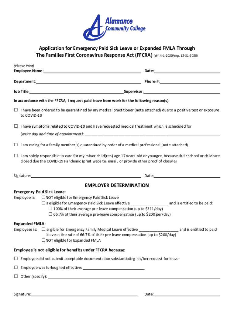 Fillable Online Determining Your FFCRA Eligibility Fax Email Print pdfFiller