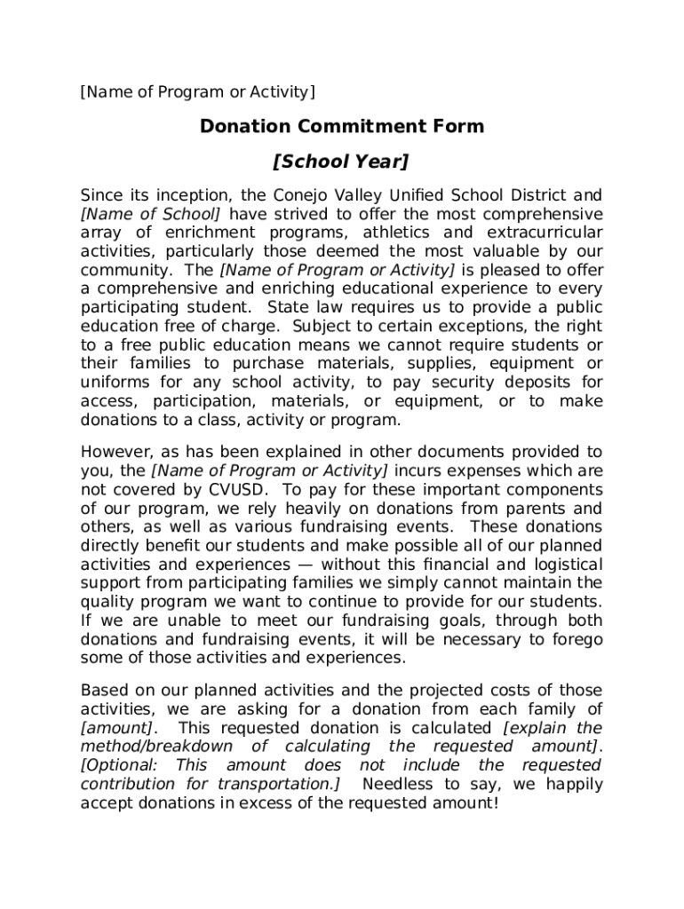 Softball Donation Commitment 20202021 Doc Template pdfFiller